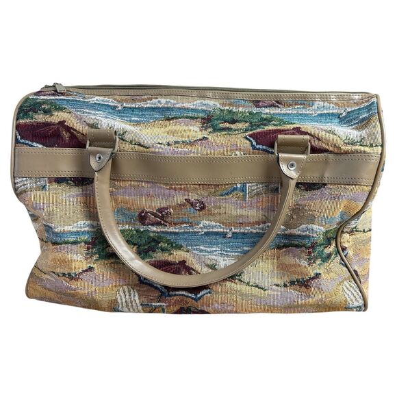 Vintage Pioneer Express Tapestry Beach Scene Carry-On Bag Duffle Weekender Trave - Picture 8 of 10